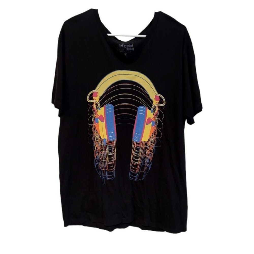 Headphones Crooked Monkey mens tshirt size Large